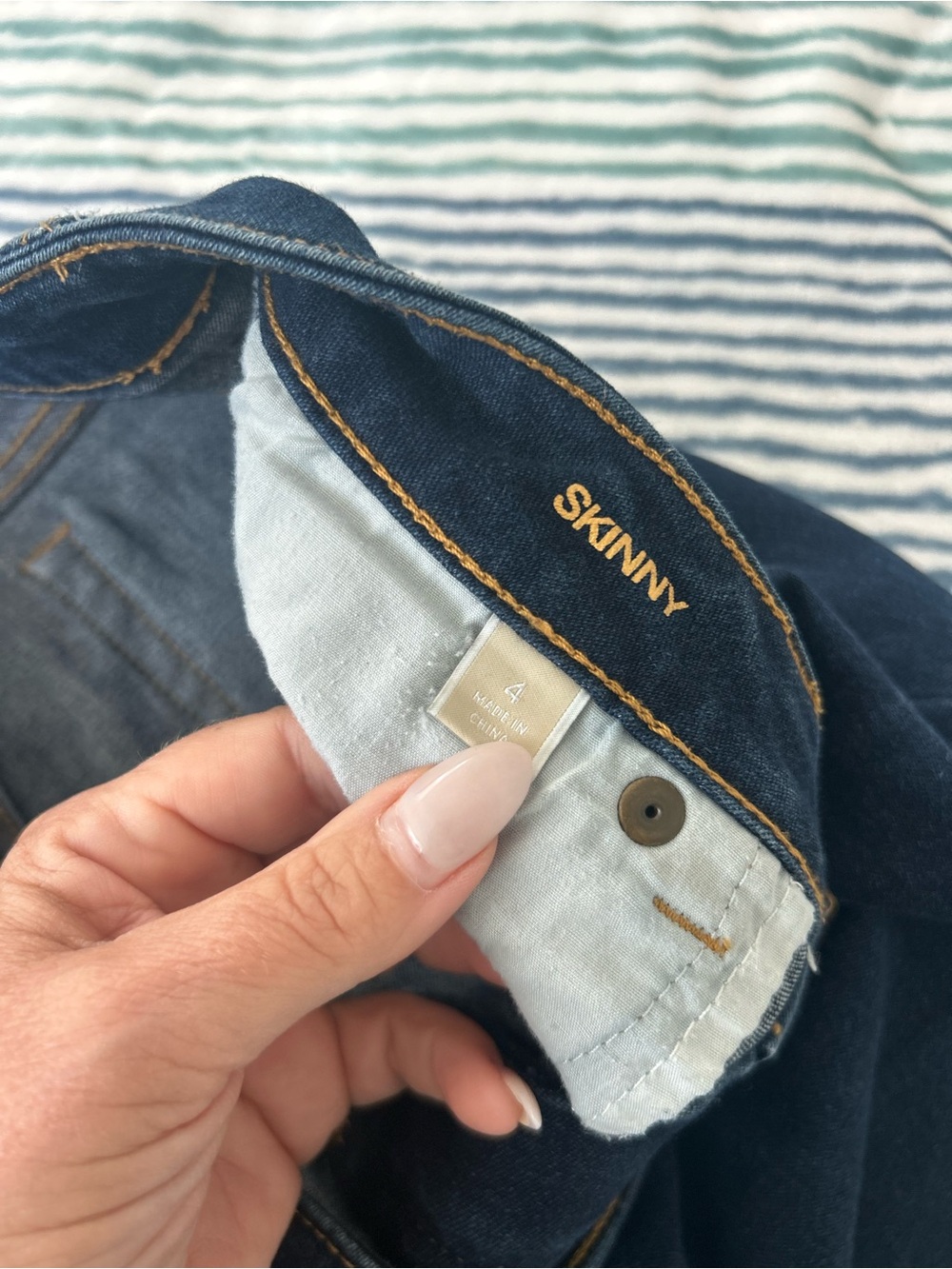 Michael Kors Dark Indigo Skinny Jeans with Gold Accents - Picture 6 of 6